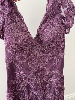 Ivonne D by Mon Cheri Royal Purple Size 8 Sheer Floor Length Wedding Guest Mermaid Dress on Queenly
