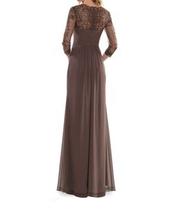 Style 1-1090793065-397 Marsoni by Colors Brown Size 14 Black Tie Floor Length Straight Dress on Queenly
