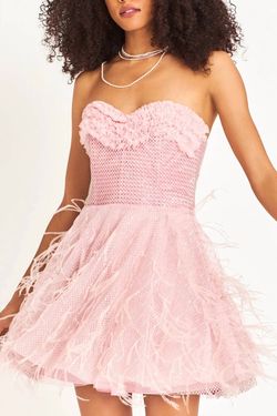 Style 1-222876494-6215 LoveShackFancy Pink Size 0 Feather Tall Height Polyester Free Shipping Sorority Rush Cocktail Dress on Queenly