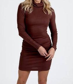 Style 1-231735640-2901 Michael Stars Red Size 8 Long Sleeve Tall Height High Neck Cocktail Dress on Queenly