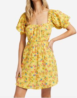 Style 1-2477376459-2791 Billabong Yellow Size 12 Mini Plus Size Sleeves Cut Out Cocktail Dress on Queenly