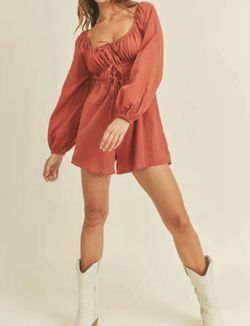 Style 1-2522774396-3236 LUSH Red Size 4 Sleeves Square Neck Jumpsuit Dress on Queenly
