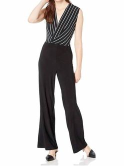 Style 1-3158474004-1498 bebe Black Size 4 Jewelled Jersey Straight Jumpsuit Dress on Queenly