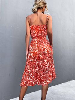 Style 1-4150926559-2793 Annva Fashion Red Size 12 Spaghetti Strap Print Cocktail Dress on Queenly