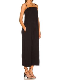 Style 1-4234419446-649 Sundry Black Size 2 Spaghetti Strap Pockets Free Shipping Tall Height Jumpsuit Dress on Queenly