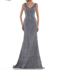 Style 1-560388834-1901 Marsoni by Colors Grey Size 6 Floor Length Tall Height A-line Dress on Queenly