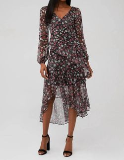 Style 1-909973397-3855 ASTR Black Size 0 V Neck Floral Long Sleeve Cocktail Dress on Queenly