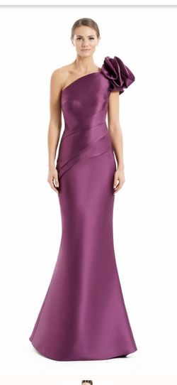 Style 1673 Alexander Purple Size 10 Ruffles Medium Height Mermaid Dress on Queenly