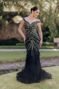 Style 232GL1460 Terani Couture Black Size 8 Pageant Jewelled Mermaid Dress on Queenly