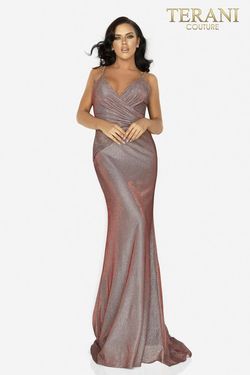 Style 2011P1117 Terani Couture Gold Size 12 Coral Black Tie Spaghetti Strap Prom Mermaid Dress on Queenly