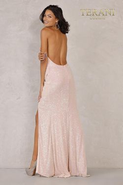 Style 2012P1294 Terani Couture Pink Size 2 Floor Length Prom Side slit Dress on Queenly