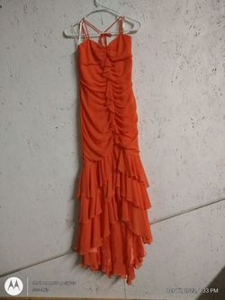 Impression Orange Size 10 Floor Length Party Military Wedding Guest Straight Dress on Queenly