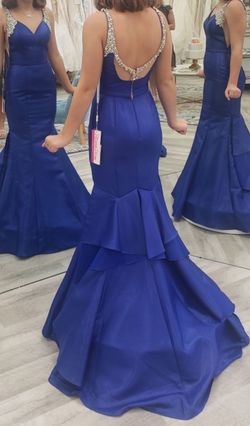 Ritzee Blue Size 4 Floor Length Prom Mermaid Dress on Queenly