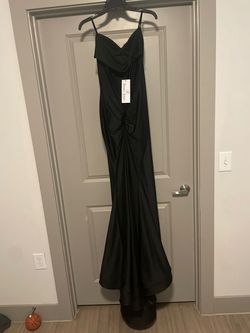 Style 42885 Jessica Angel Black Size 8 Plunge 50 Off Pageant Medium Height Train Dress on Queenly