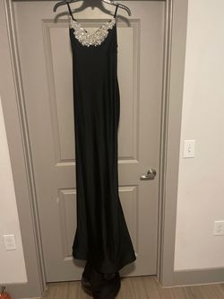Style 42885 Jessica Angel Black Size 8 Plunge 50 Off Pageant Medium Height Train Dress on Queenly