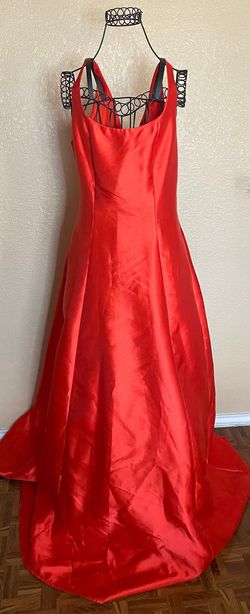 B. Darlin Orange Size 12 Satin Prom Ball gown on Queenly
