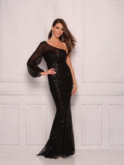 Style 11099 Dave and Johnny Black Tie Size 8 Tall Height Straight Dress on Queenly