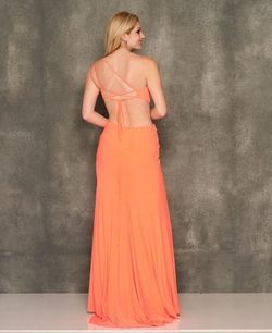 Style 10974 Dave and Johnny Orange Size 4 10974 Floor Length Side slit Dress on Queenly