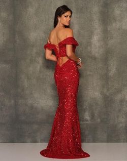 Style 10934 Dave and Johnny Red Size 4 Prom Floor Length Black Tie Side slit Dress on Queenly