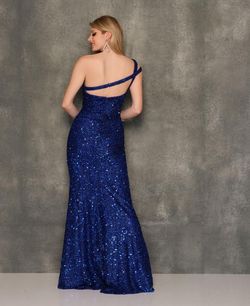 Style 10789 Dave and Johnny Royal Blue Size 14 Plus Size Prom Side slit Dress on Queenly