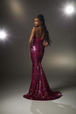 Style 48004 MoriLee Pink Size 4 Plunge Sequined Floor Length Pageant Mermaid Dress on Queenly