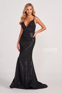 Style CL2077 Colette Black Size 2 Military Pageant Floor Length Straight Dress on Queenly