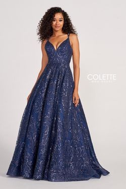 Style CL2030 Colette Blue Size 6 Navy Floor Length Tall Height Ball gown on Queenly