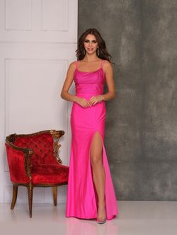 Style 10612 Dave and Johnny Hot Pink Size 8 Prom Floor Length Side slit Dress on Queenly