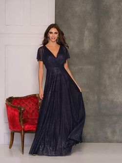 Style 10585 Dave and Johnny Blue Size 16 Floor Length Plus Size Navy Straight Dress on Queenly