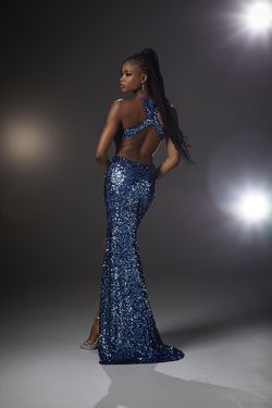 Style 47001 MoriLee Navy Size 4 Prom Side slit Dress on Queenly