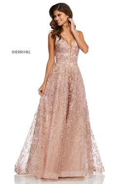 Style 52877 Sherri Hill Nude Size 12 Pageant Floor Length Plus Size Tall Height Ball gown on Queenly