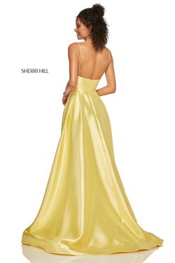 Style 52597 Sherri Hill Yellow Size 4 Tall Height Floor Length Pageant Ball gown on Queenly