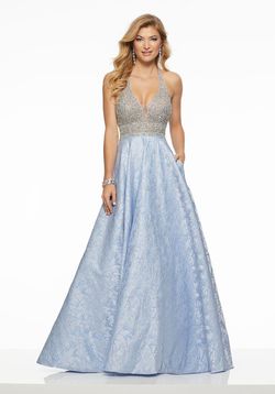 Style 43010 MoriLee Blue Size 12 Mori Lee Shiny Prom Floor Length Ball gown on Queenly