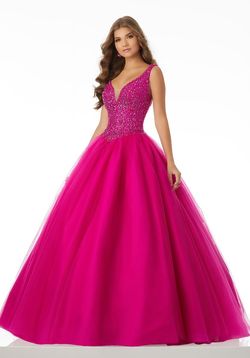 Style 42093 MoriLee Hot Pink Size 14 Pageant 42093 Quinceanera Ball gown on Queenly