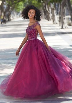 Style 42072 MoriLee Pink Size 6 42072 Cap Sleeve Floor Length Ball gown on Queenly