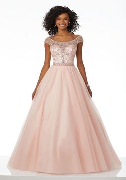 Style 42072 MoriLee Pink Size 20 Floor Length Mori Lee Tall Height Cap Sleeve Ball gown on Queenly