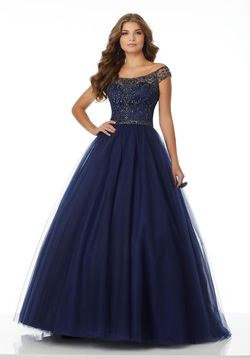 Style 42072 MoriLee Blue Size 22 Keyhole Pageant Plus Size Floor Length Ball gown on Queenly