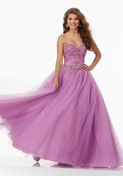 Style 99154 MoriLee Purple Size 28 Tulle Pageant Sweetheart Floor Length Ball gown on Queenly