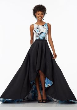 Style 99084 MoriLee Black Size 00 High Low Floral Print Bridgerton Ball gown on Queenly