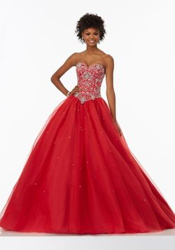 Style 99072 MoriLee Red Size 20 99072 Mori Lee Tulle Ball gown on Queenly