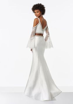 Style 99068 MoriLee White Size 4 Mori Lee Prom Two Piece Mermaid Dress on Queenly