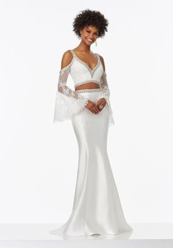 Style 99068 MoriLee White Size 4 Mori Lee Prom Two Piece Mermaid Dress on Queenly
