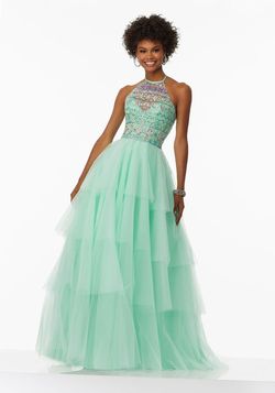 Style 99036 MoriLee Green Size 2 Tall Height 99036 Floor Length Ball gown on Queenly
