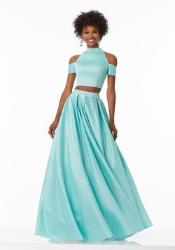 Style 99035 MoriLee Green Size 0 Tall Height Floor Length Two Piece A-line Dress on Queenly