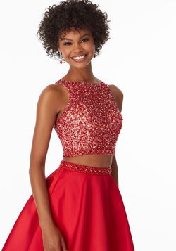 Style 99018 MoriLee Red Size 24 A-line Plus Size Satin Two Piece Ball gown on Queenly