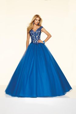 Style 98124 MoriLee Blue Size 0 Tall Height Tulle Floor Length Ball gown on Queenly