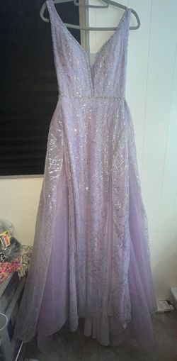 Style 000 Catwalk Couture Purple Size 2 Floor Length Short Height Jersey Medium Height Side slit Dress on Queenly