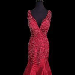 Style 9906 Vienna Red Size 2 Pageant Prom Mermaid Dress on Queenly