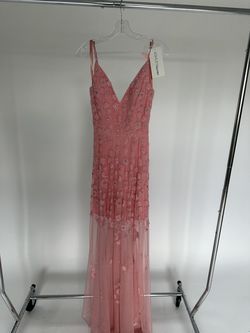 Ashley Lauren Pink Size 0 Jersey Military Floor Length Straight Dress on Queenly