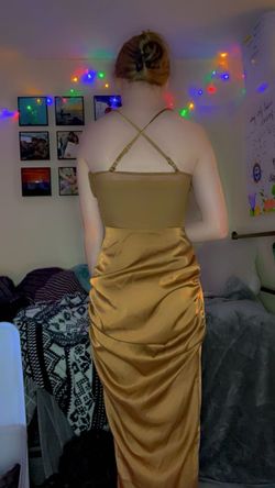 Pretty Little Thing Brown Size 4 Sorority Plunge Midi Nightclub Cocktail Dress on Queenly